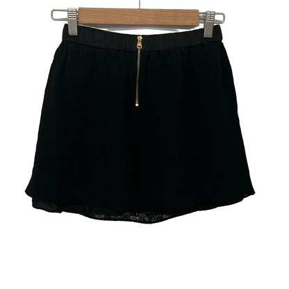 Louis Vuitton Mini Skirt S Black Dark Navy Elastic Waist Monogram Patterned Lace — view 2