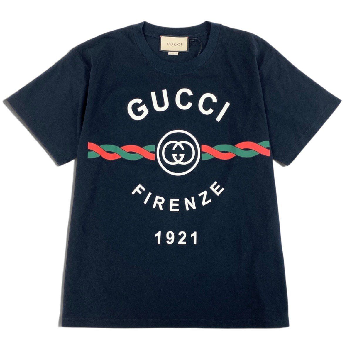 Gucci Firenze Logo Print T-Shirt Short Sleeve Top Navy Cotton XS — view 2
