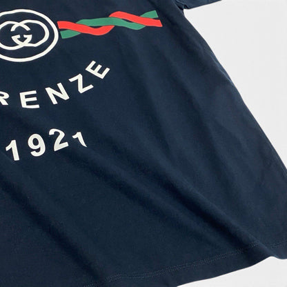 Gucci Firenze Logo Print T-Shirt Short Sleeve Top Navy Cotton XS — view 5