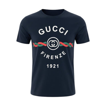 Gucci Firenze Logo Print T-Shirt Short Sleeve Top Navy Cotton XS