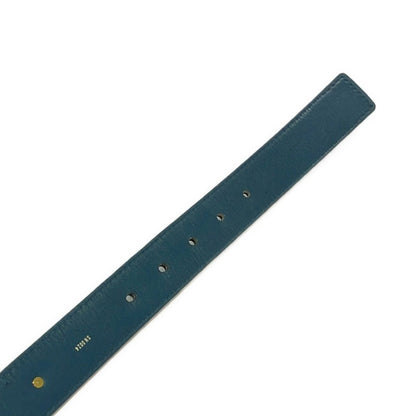 Louis Vuitton Belt 90/36 Blue Gray Gold Studded Leather — view 4