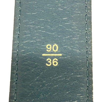 Louis Vuitton Belt 90/36 Blue Gray Gold Studded Leather — view 6