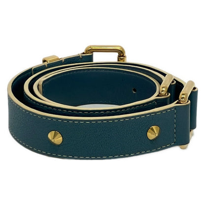 Louis Vuitton Belt 90/36 Blue Gray Gold Studded Leather — view 2