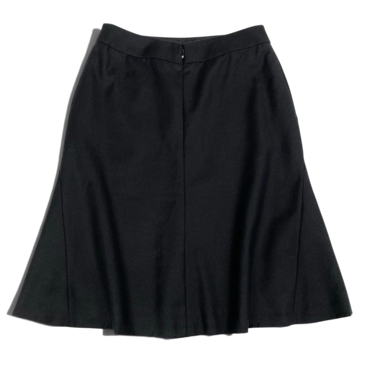 Chanel C 01A Logo Plate Flare Skirt Cashmere Blend Black Wool 36 — view 3