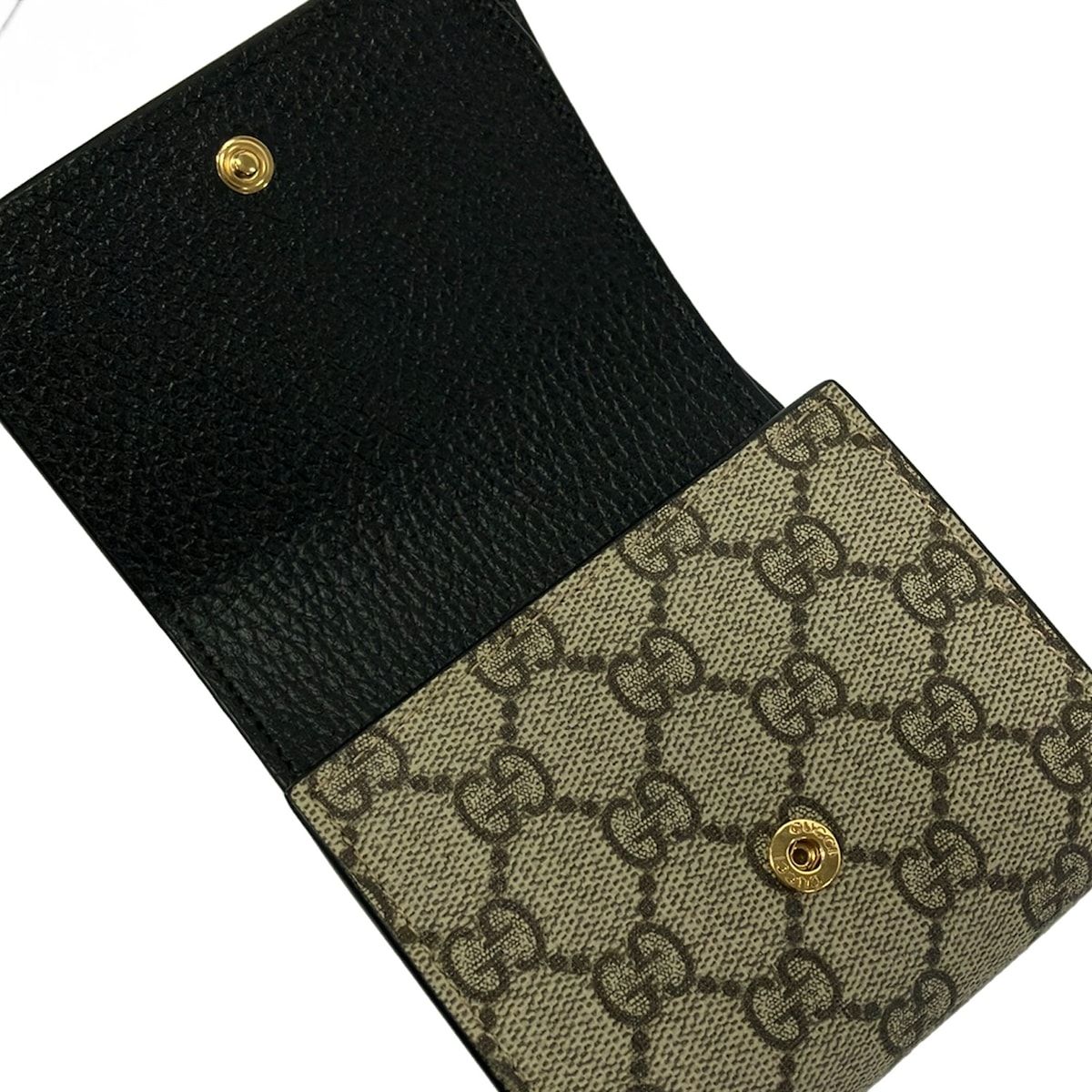 Gucci Bifold Wallet GG Marmont Black Dark Brown Beige Leather — view 3