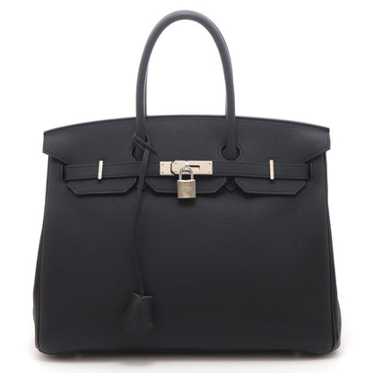Hermes Birkin 35 Black Silver Handbag Togo