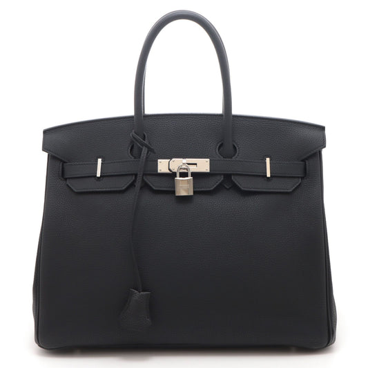 Hermes Birkin 35 Black Silver Handbag Togo
