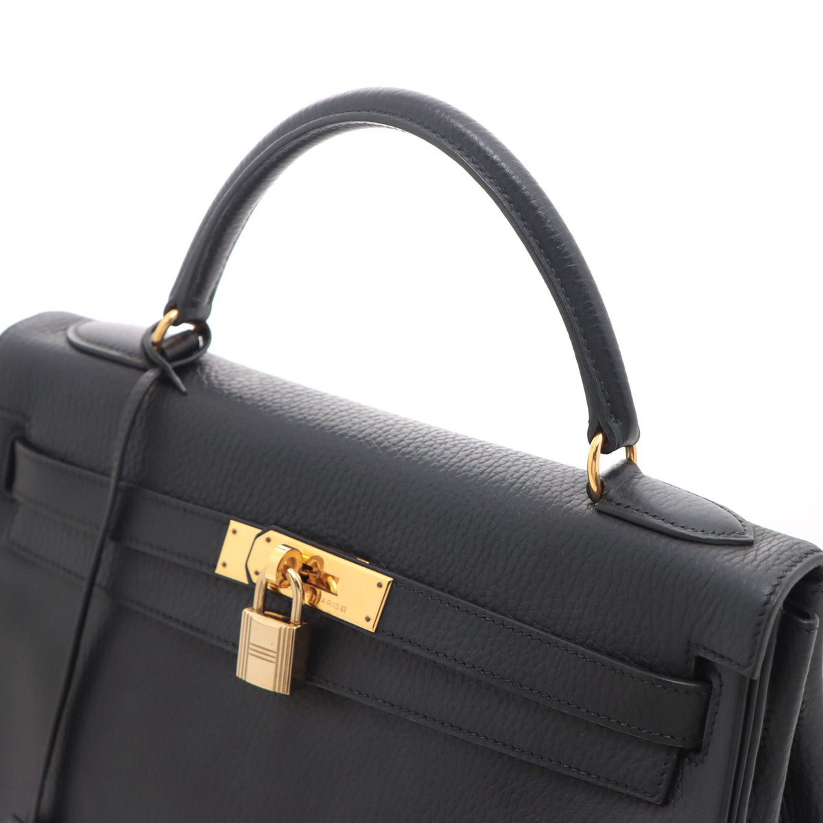 Hermes Kelly 32 Black Retourne Handbag Ardennes — view 4