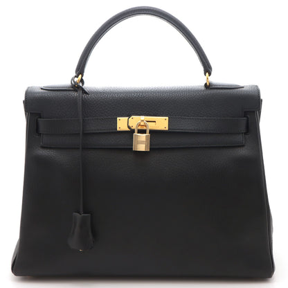 Hermes Kelly 32 Black Retourne Handbag Ardennes