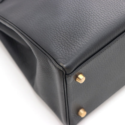 Hermes Kelly 32 Black Retourne Handbag Ardennes — view 8