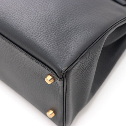 Hermes Kelly 32 Black Retourne Handbag Ardennes — view 7