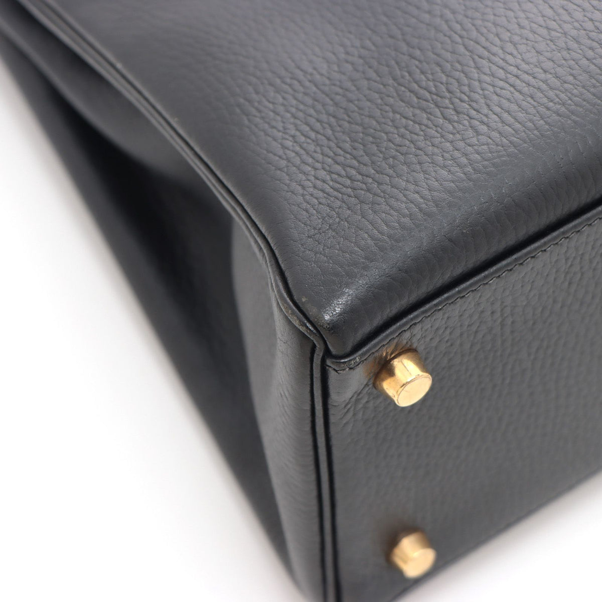 Hermes Kelly 32 Black Retourne Handbag Ardennes — view 5