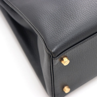 Hermes Kelly 32 Black Retourne Handbag Ardennes — view 5