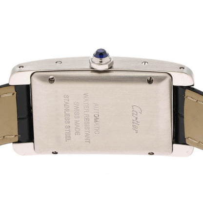 Cartier Tank Americanine MM Watch Steel Leather Strap Silver Dial Automatic — view 5