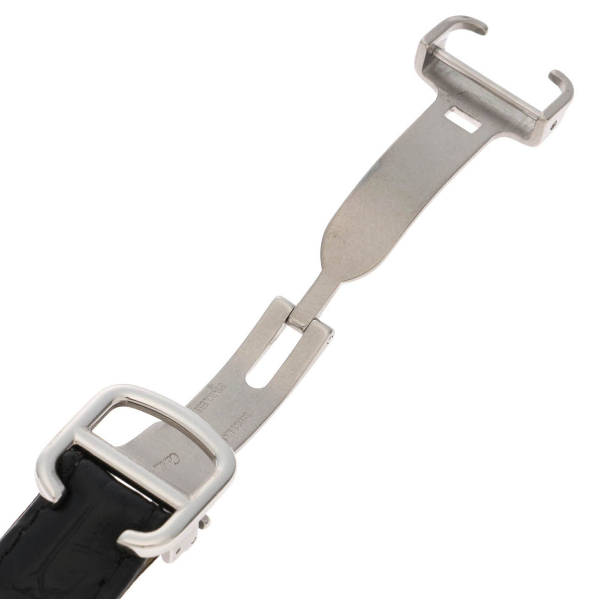 Cartier Tank Americanine MM Watch Steel Leather Strap Silver Dial Automatic — view 7