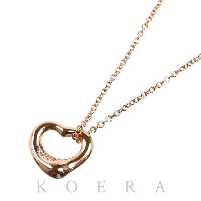 Tiffany & Co 18k Pink Gold Open Heart 11 Necklace Diamond 40