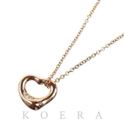Tiffany & Co 18k Pink Gold Open Heart 11 Necklace Diamond 40