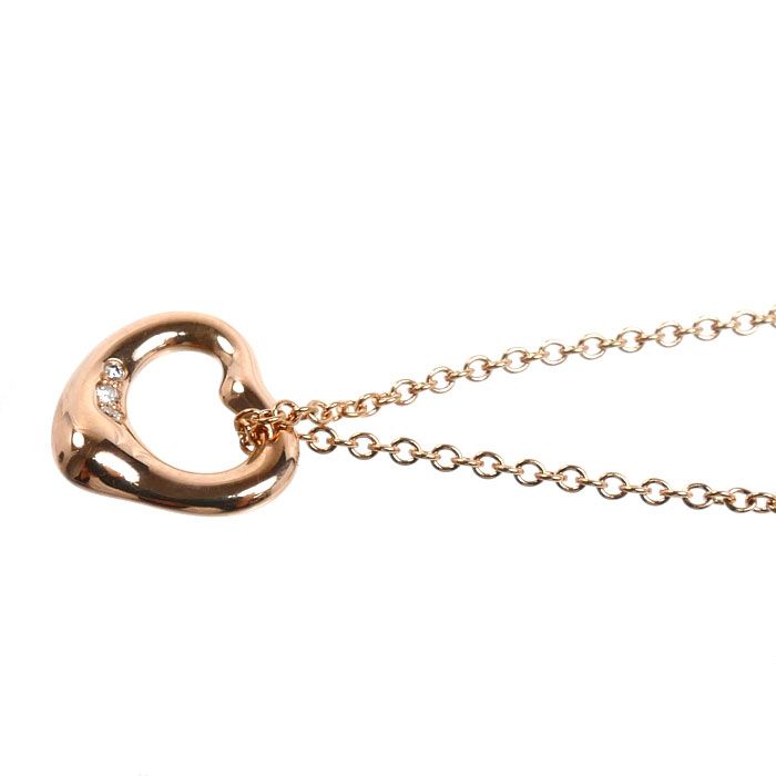 Tiffany & Co 18k Pink Gold Open Heart 11 Necklace Diamond 40 — view 3