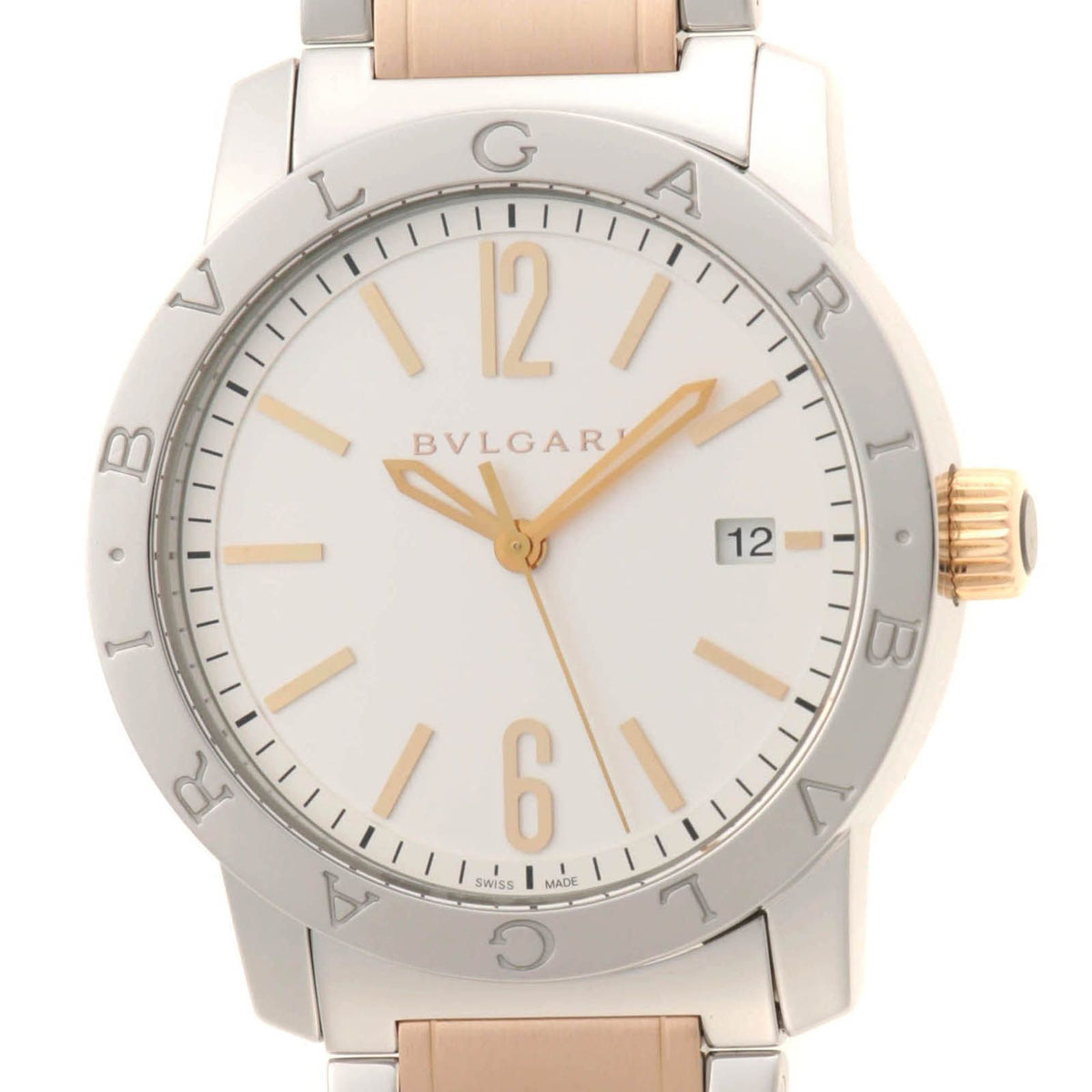 Bvlgari Watch Stainless Steel 18k Pink Gold Silver Dial Automatic