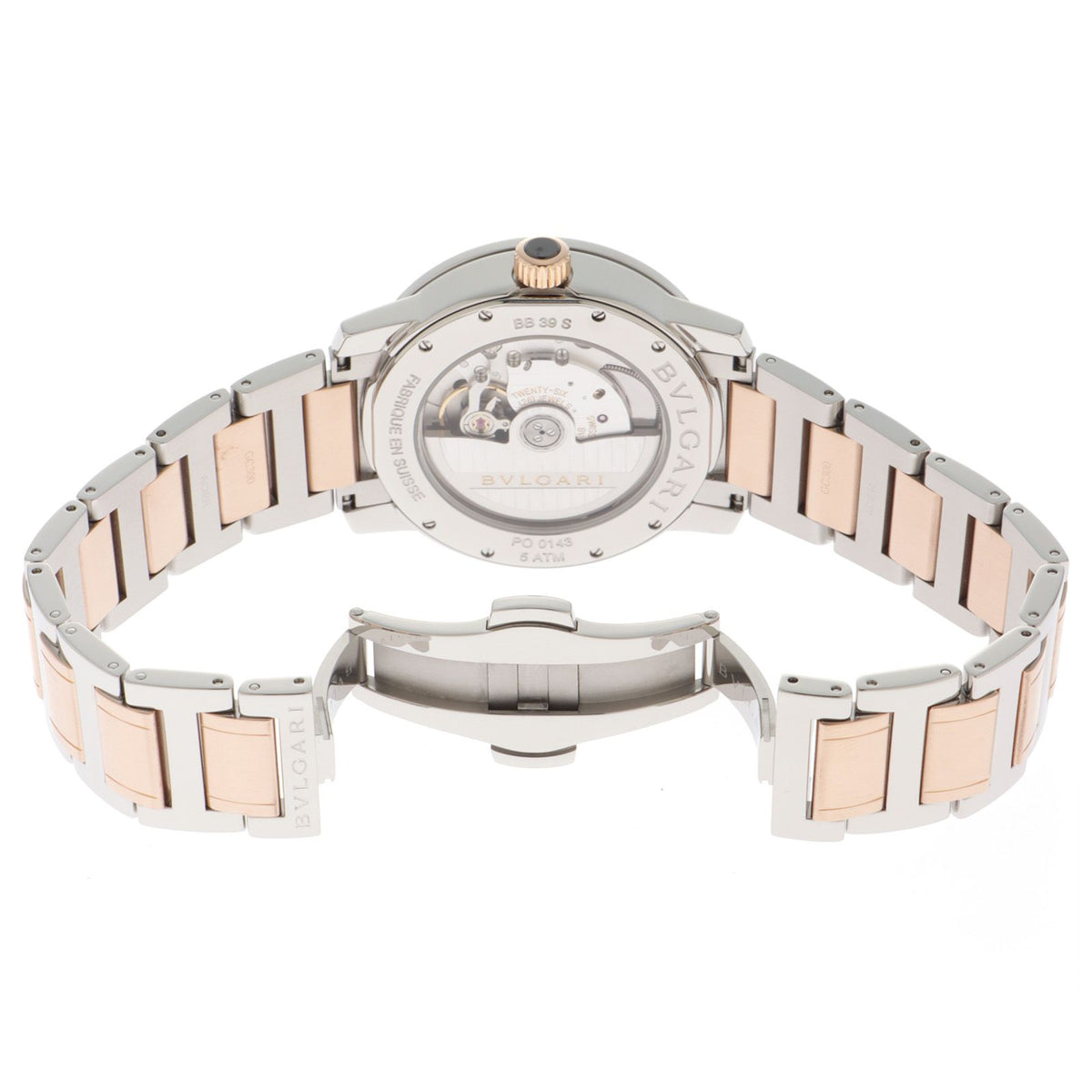 Bvlgari Watch Stainless Steel 18k Pink Gold Silver Dial Automatic — view 5