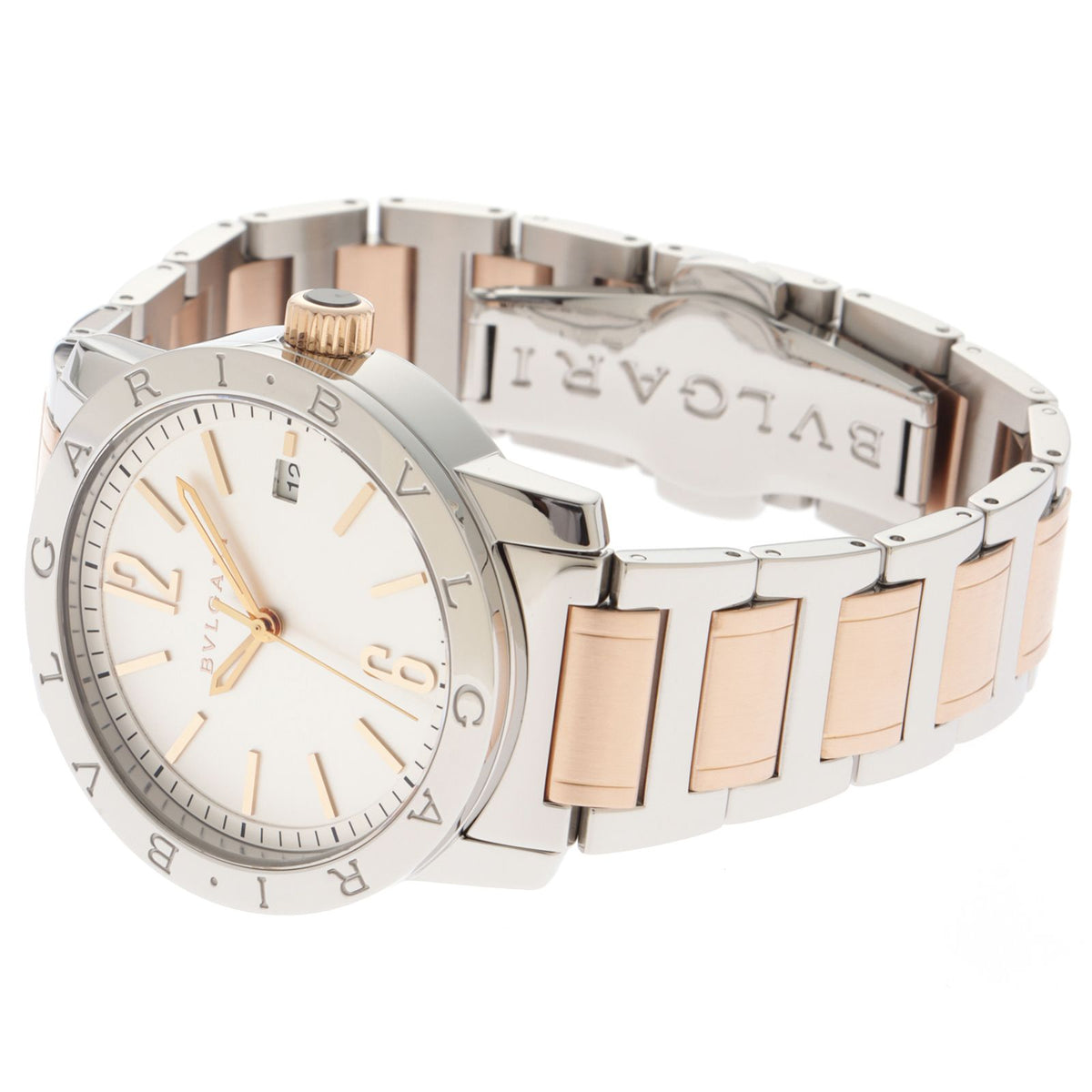 Bvlgari Watch Stainless Steel 18k Pink Gold Silver Dial Automatic — view 3