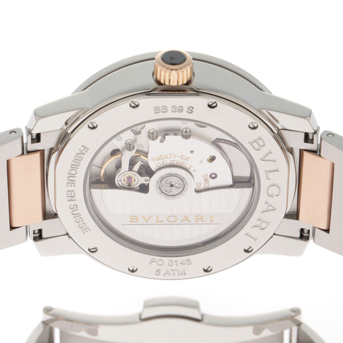 Bvlgari Watch Stainless Steel 18k Pink Gold Silver Dial Automatic — view 6