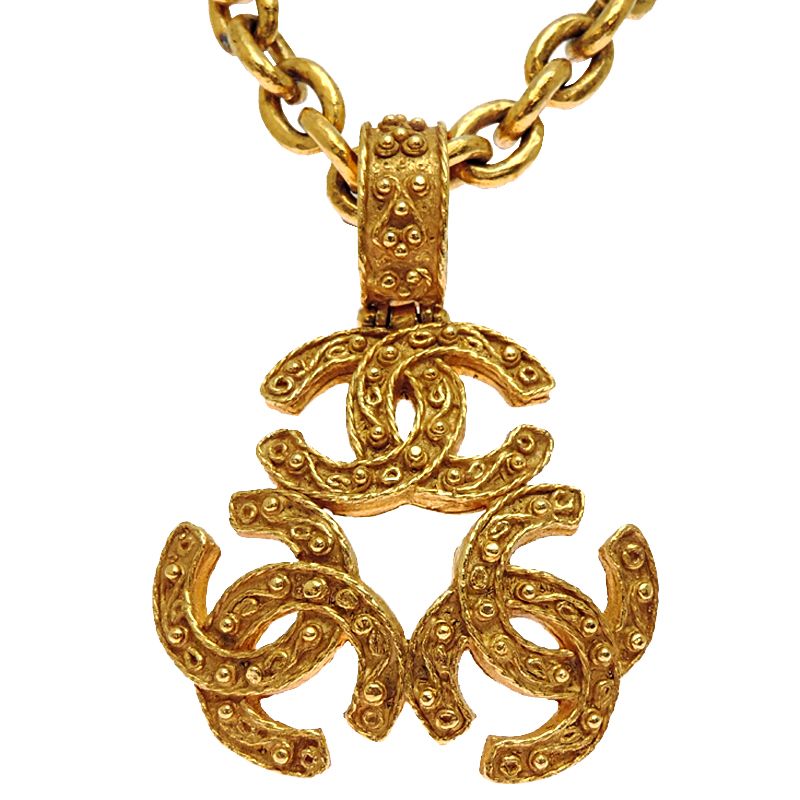 Chanel Triple Coco Necklace Gold Plated