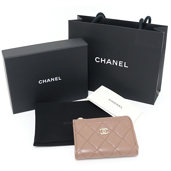 Chanel Classic Zip Card Case Quilted Fragment Coin Purse Caviar Leather Brown — view 6