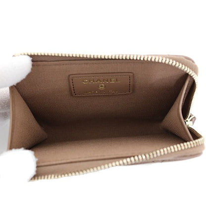 Chanel Classic Zip Card Case Quilted Fragment Coin Purse Caviar Leather Brown — view 5