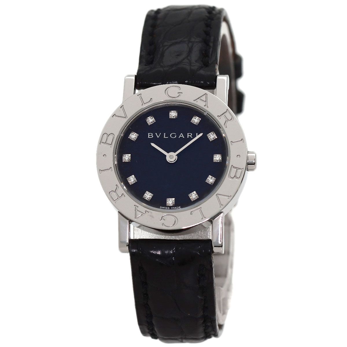Bvlgari 12 Diamond Watch SS Leather