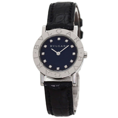 Bvlgari 12 Diamond Watch SS Leather