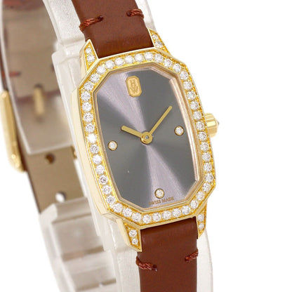 Harry Winston Emerald Diamond Watch 18k Yellow Gold Leather — view 4