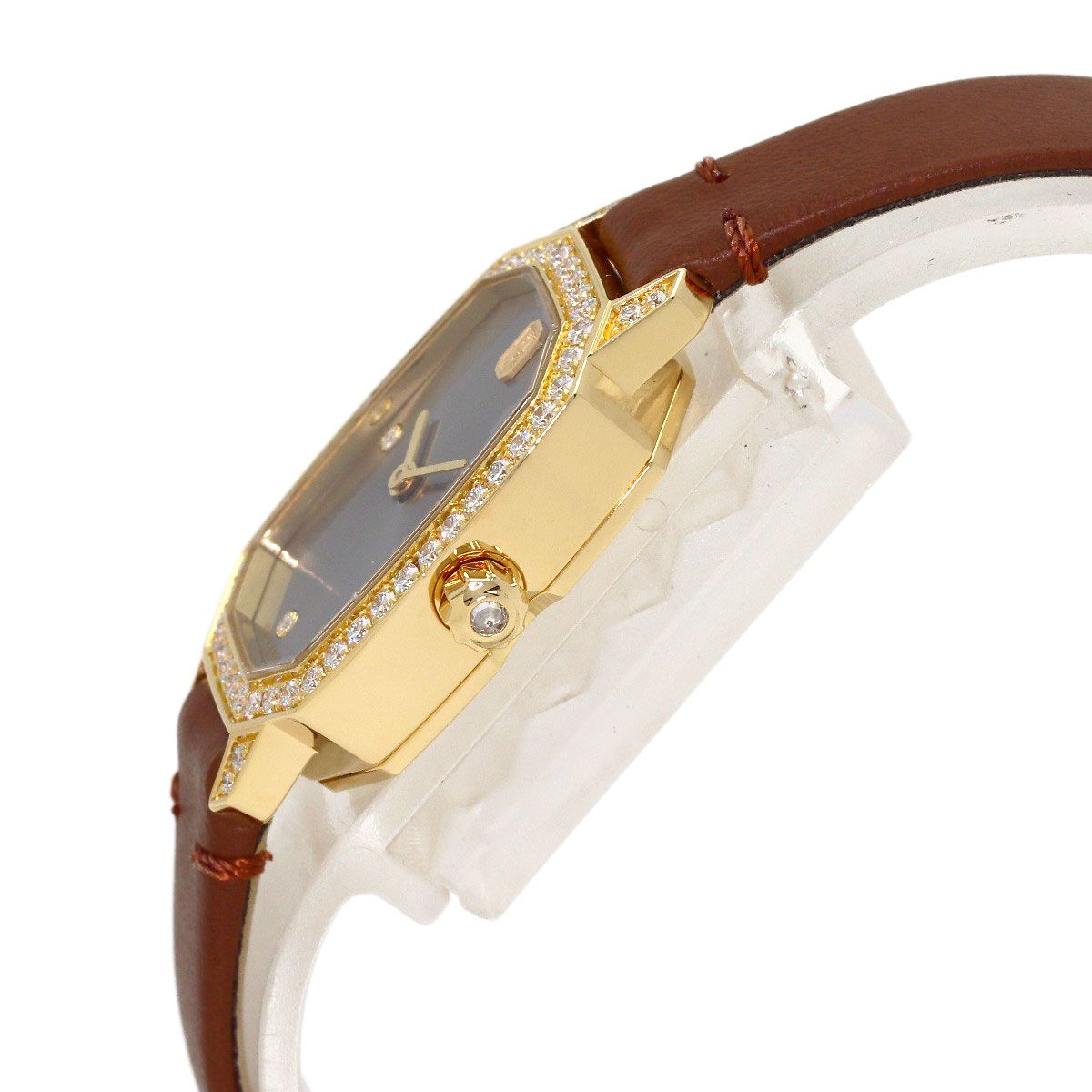 Harry Winston Emerald Diamond Watch 18k Yellow Gold Leather — view 5