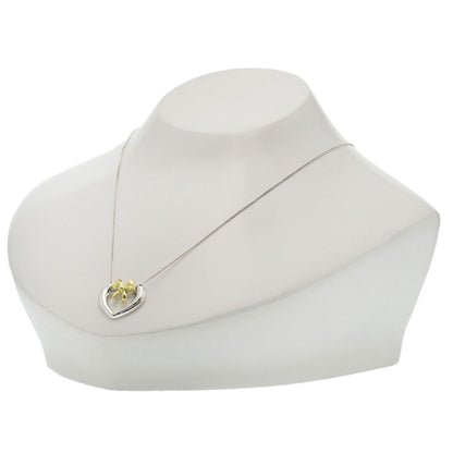 Tiffany & Co Heart Ribbon Necklace Silver 18k Yellow Gold — view 4