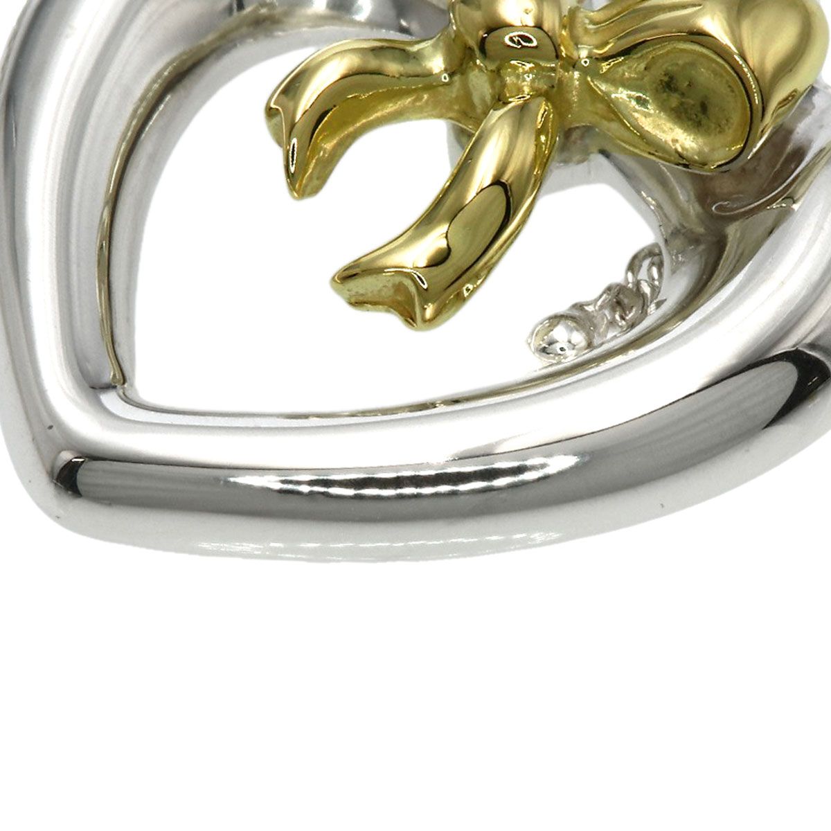 Tiffany & Co Heart Ribbon Necklace Silver 18k Yellow Gold — view 5