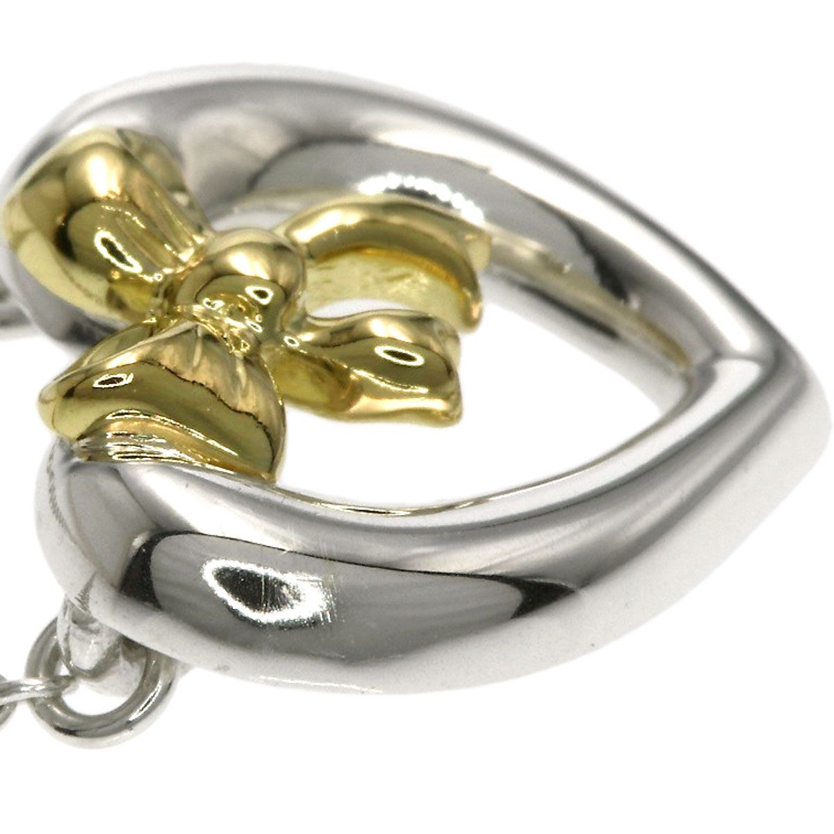 Tiffany & Co Heart Ribbon Necklace Silver 18k Yellow Gold — view 5