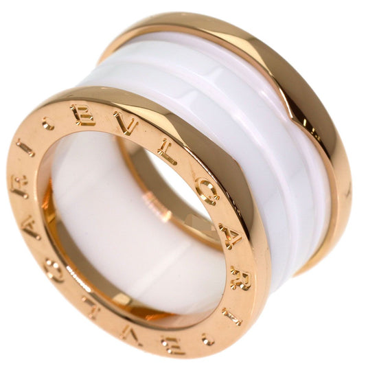 Bvlgari B.zero1 Band White Ceramic 49 Ring 18k Pink Gold