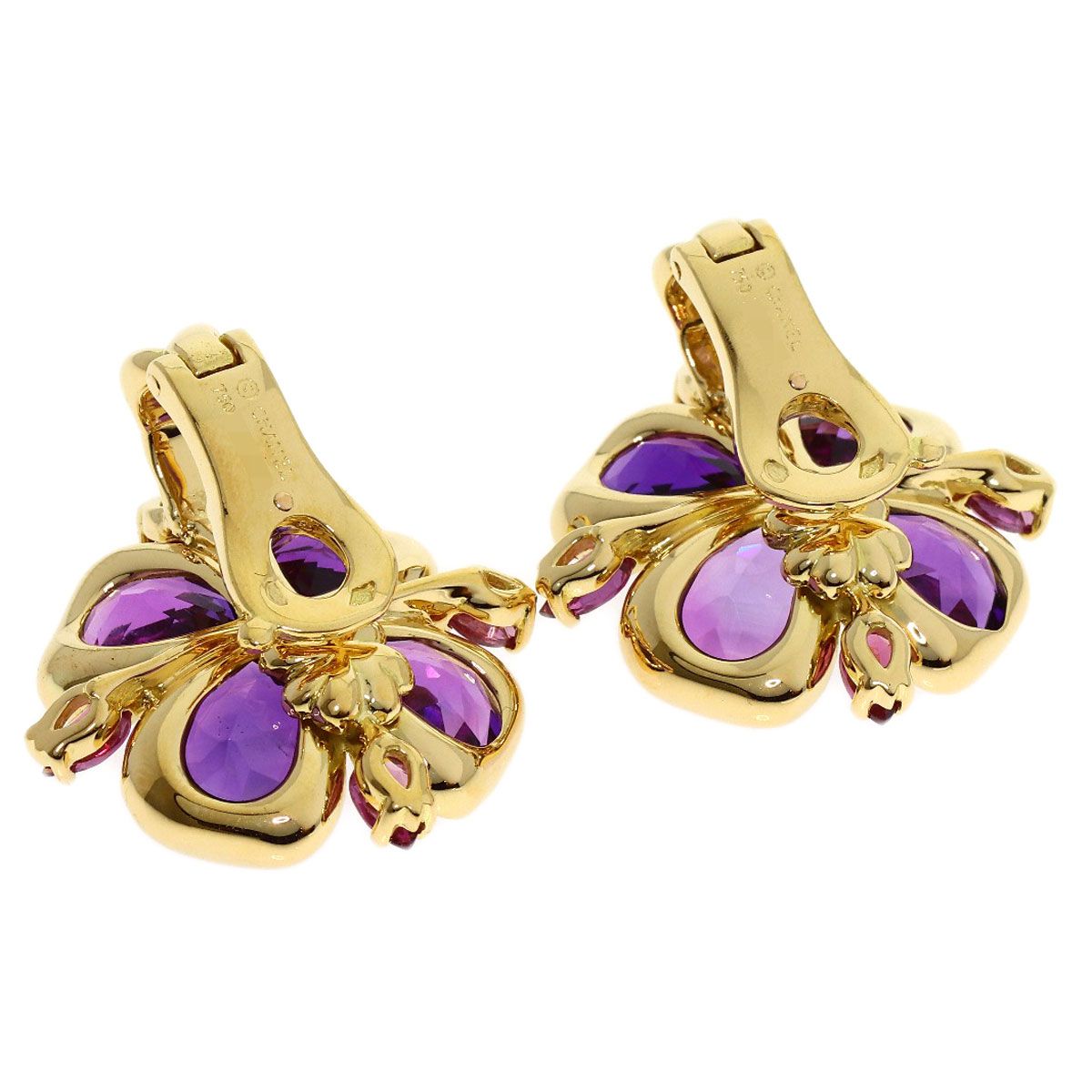 Chanel Amethyst Garnet Earrings 18K Yellow Gold — view 2