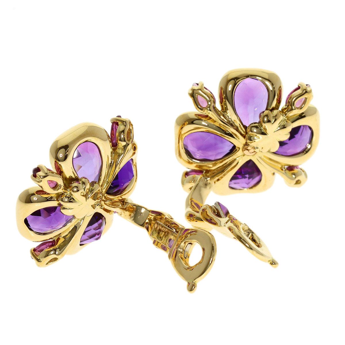Chanel Amethyst Garnet Earrings 18K Yellow Gold — view 3