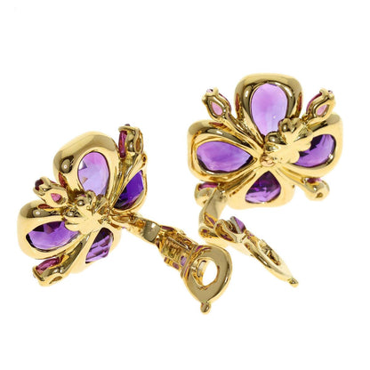 Chanel Amethyst Garnet Earrings 18K Yellow Gold — view 3