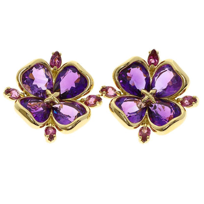 Chanel Amethyst Garnet Earrings 18K Yellow Gold — view 4