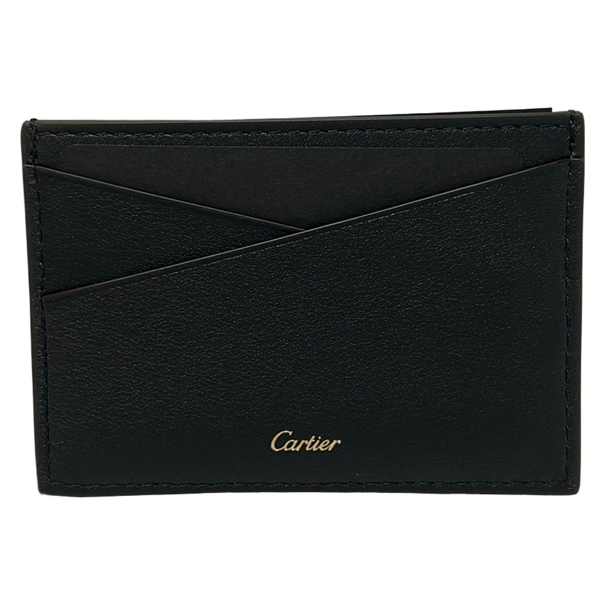 Cartier Card Case Panthere Black Stitch Leather — view 2