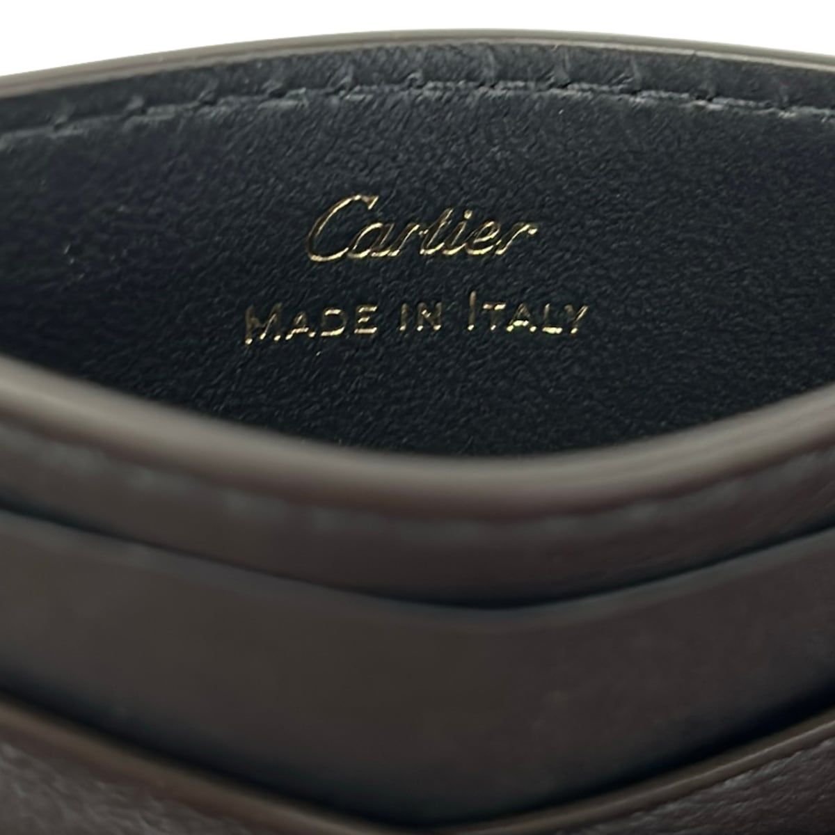 Cartier Card Case Panthere Black Stitch Leather — view 4