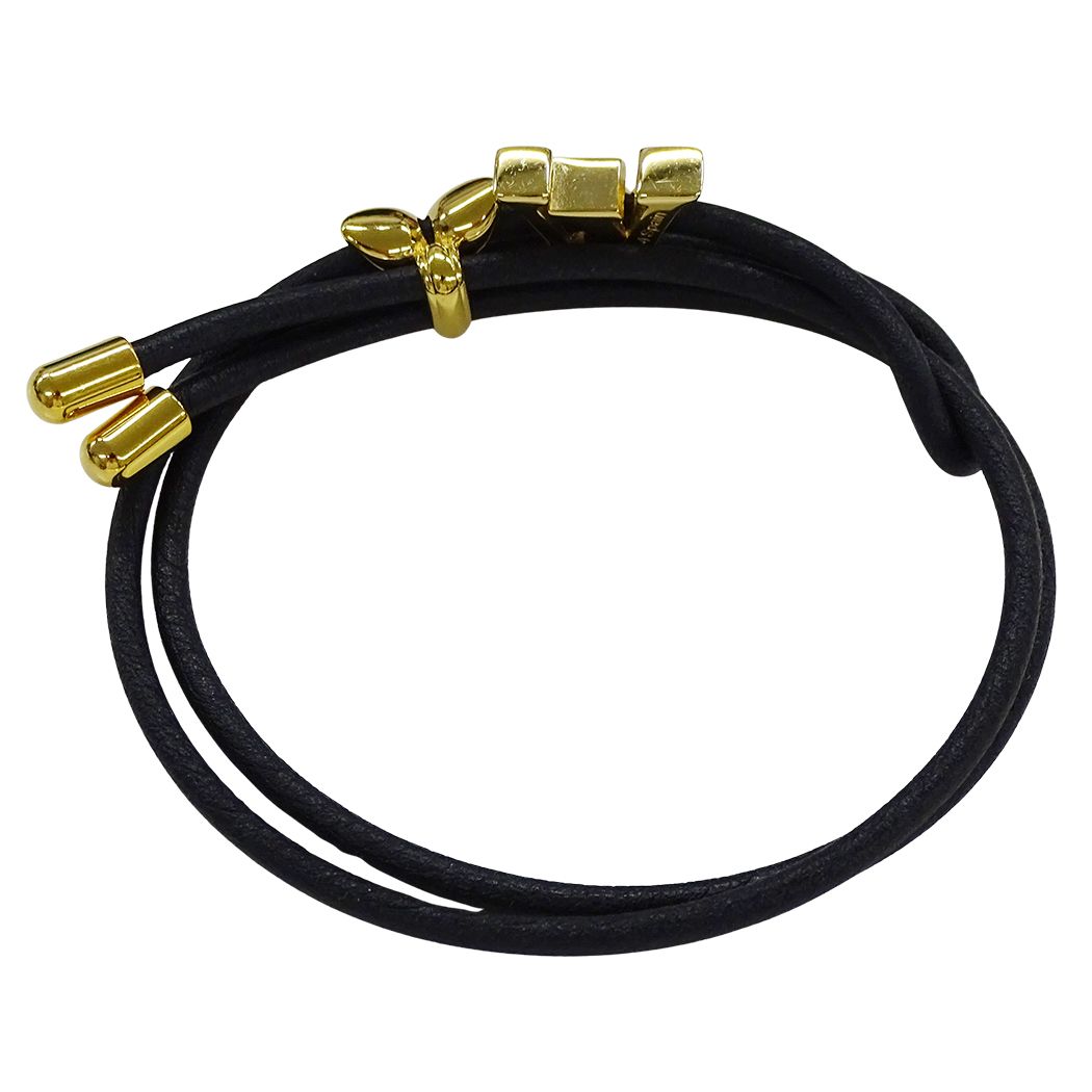 Louis Vuitton Bracelet Metal Leather LV Blue Noir — view 2