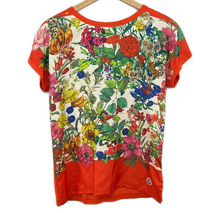 Moncler Short Sleeve Top Maglia Girocollo Ivory Green Multi Crew Neck Floral S