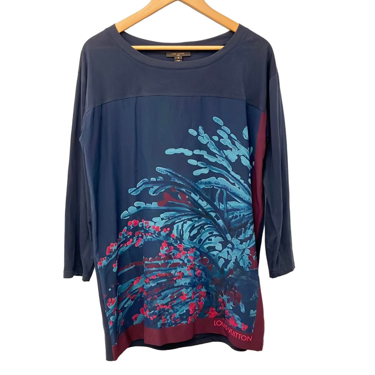 Louis Vuitton Tunic Dark Navy Blue Bordeaux Crew Neck Long Sleeve S