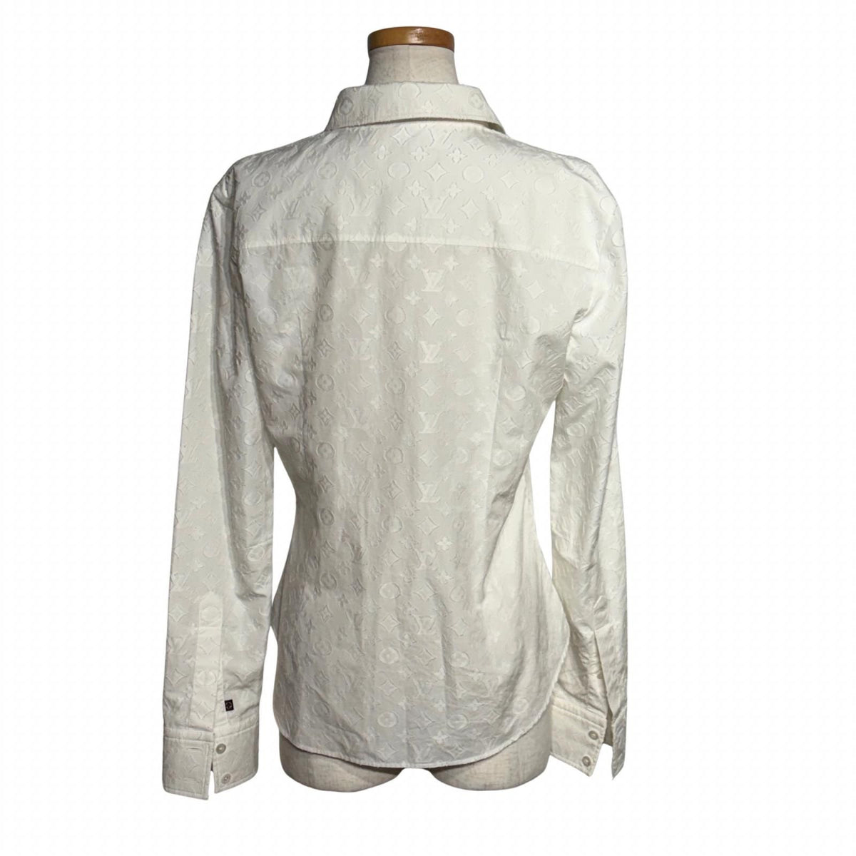 Louis Vuitton Monogram Jacquard Long Sleeve Shirt White Cotton 40 — view 3
