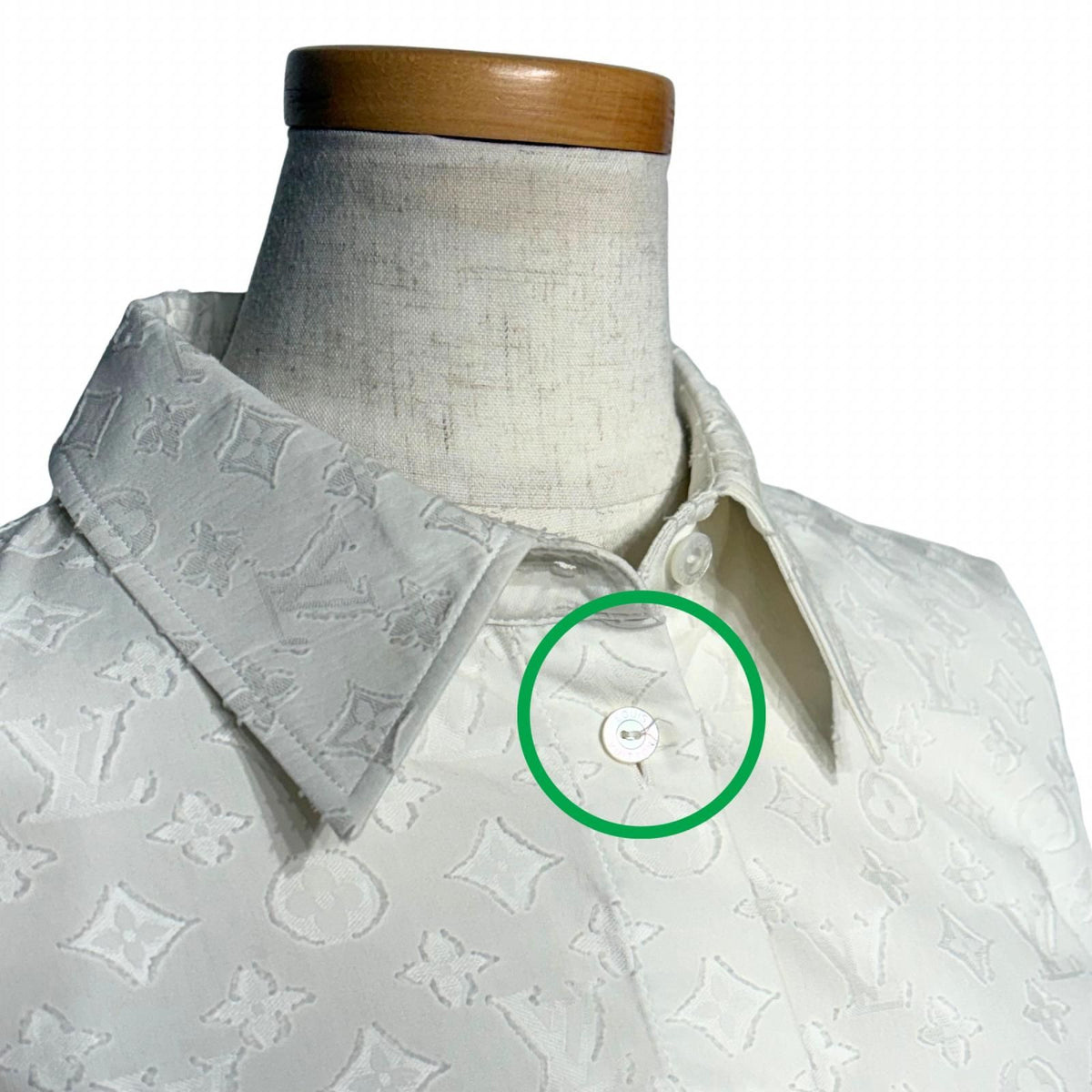 Louis Vuitton Monogram Jacquard Long Sleeve Shirt White Cotton 40 — view 4