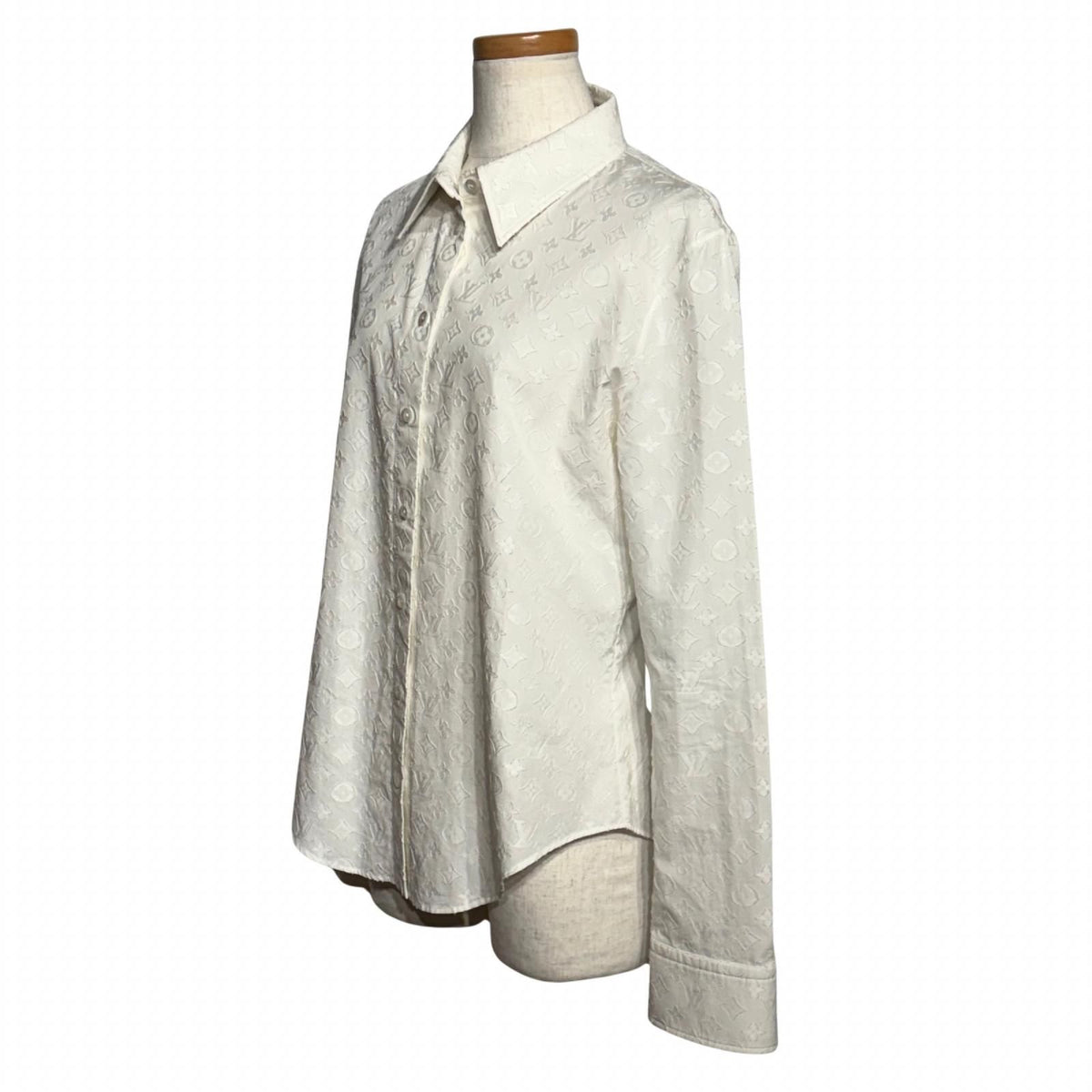 Louis Vuitton Monogram Jacquard Long Sleeve Shirt White Cotton 40 — view 2