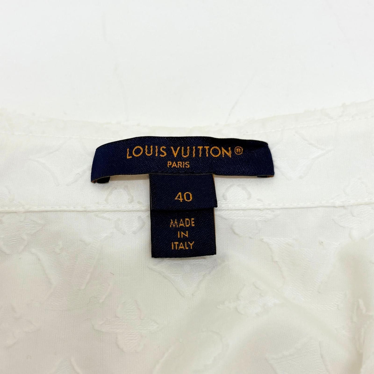 Louis Vuitton Monogram Jacquard Long Sleeve Shirt White Cotton 40 — view 5